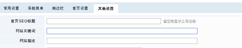 网站关键词设置。