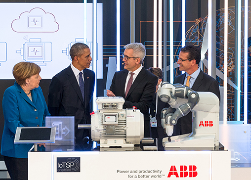 两国领导人出席汉诺威工业博览会期间参观ABB展台