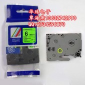 兄弟TZe-D11 荧光绿底标签色带6mm