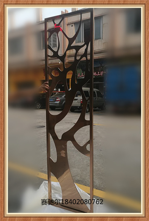 不锈钢树形雕花 定制不锈钢镂空屏风 隔断背景装饰屏风