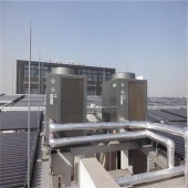 杭州武警部队42组太阳能2台5匹奥栋空气能热水工程 15吨恒温水箱