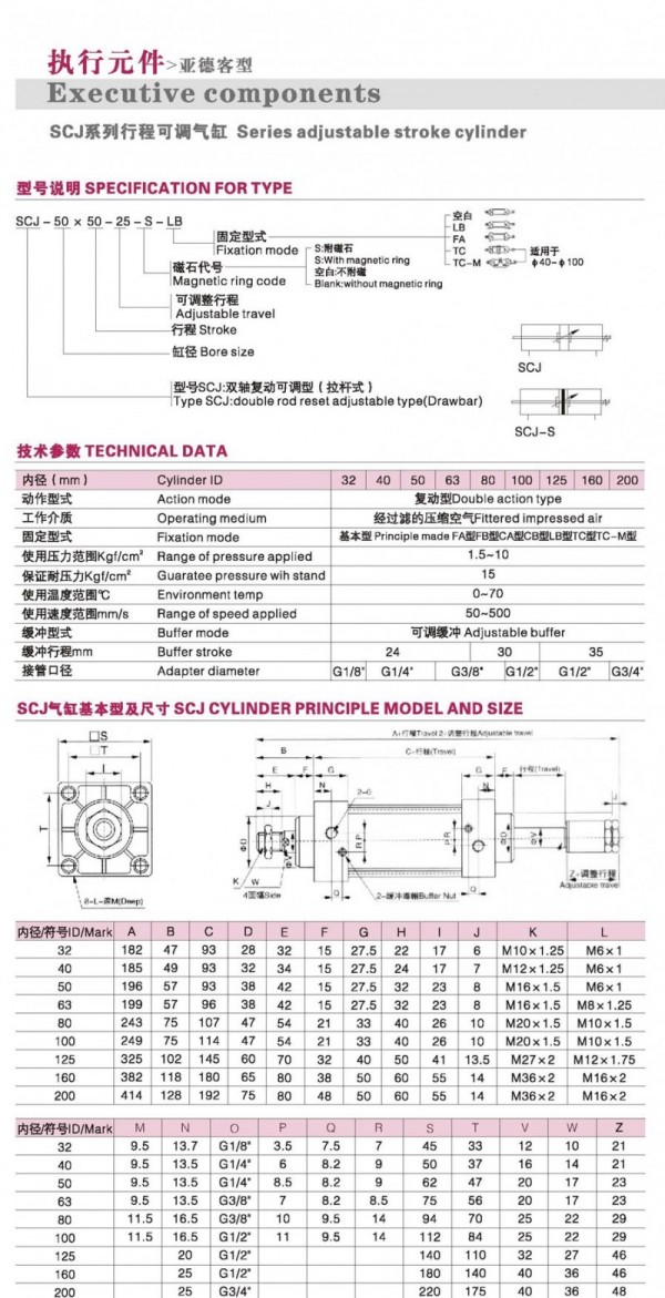 DONT行程可调气缸