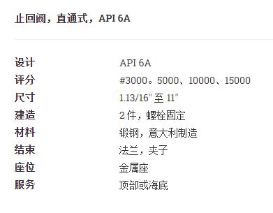 OMB 止回阀直通式API 6A系列