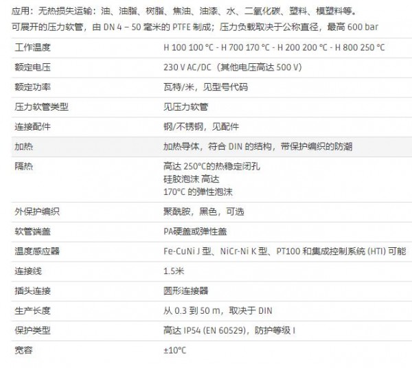 hillesheim 标准加热软管H系列