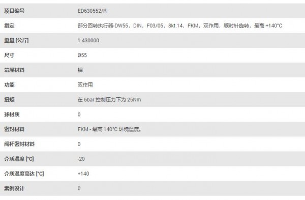 EA END ARMATUREN 部分回转执行器-DW55系列