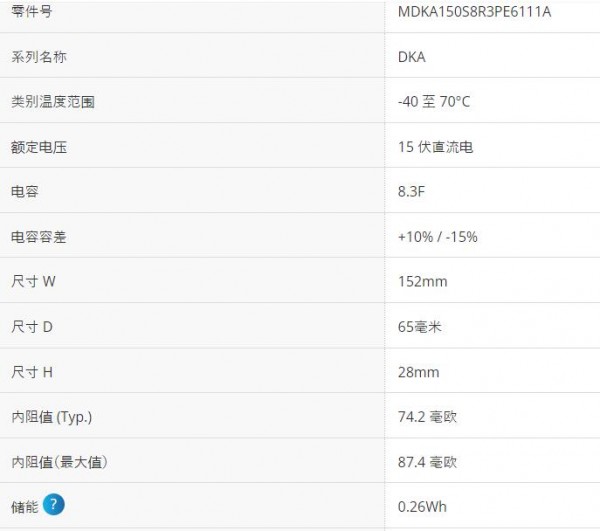 NIPPON 双电层电容器MDKA150S8R3PE6111A系列