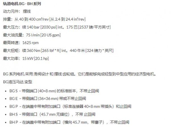 SAMHYDRAULIK 液压马达BGS SAM系列