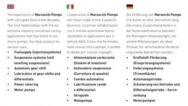 MARZOCCHI汽车泵 