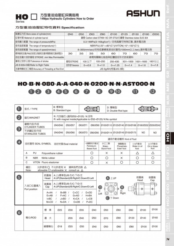 ASHUN油压缸 HO系列 